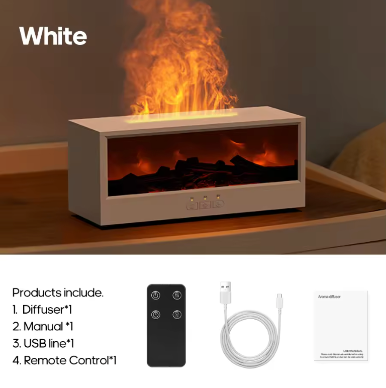 Pureva Fireplace Aroma Diffuser & Humidifier with Remote