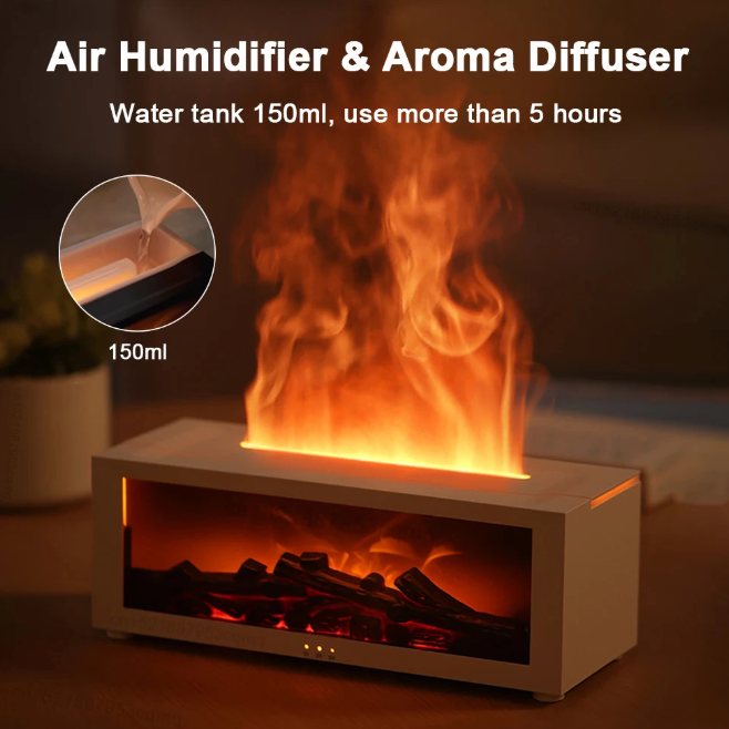 Pureva Fireplace Aroma Diffuser & Humidifier with Remote